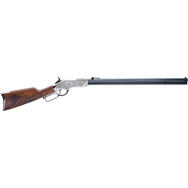 Picture of  Henry H011sd Original Silver Deluxe Full Size 44-40 Win 13+1 24.50" Blued Octagon Barrel, Engraved Nickel-Plated Steel Receiver, American Walnut Wood Stock Right Hand 619835110015