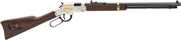 Picture of  Henry H004af Golden Boy American Farmer Tribute 22 Short, 22 Long OR 22 LR Caliber With 16 Lr/21 Short Capacity, 20" Blued Barrel, Nickel-Plated Metal Finish & American Walnut Stock Right Hand (Full S 619835016188
