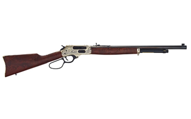 Picture of  Henry H010bgwl Wildlife  45-70 Gov 4+1 22" Blued Octagon, Polished Brass Engraved Rec, American Walnut Furniture, Large Loop Lever, Adj. Brass Bead Sight 619835100214