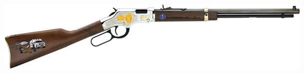 Picture of  Henry H004ems Golden Boy Ems Tribute Edition 22 Lr, 16 Lr/21 Short, 20" Blued 20" Octagon Steel Barrel,  Nickel-Plated Steel Engraved Receiver, American Walnut Stock Engraved, Right Hand 619835016270