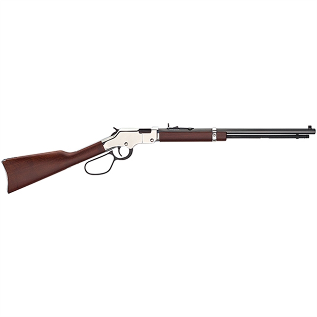 Picture of  Henry H004sl Golden Boy Silver Large Loop 22 Short, 22 Long OR 22 LR Caliber With 16 Lr/21 Short Capacity, 20" Blued Barrel, Nickel-Plated Metal Finish & American Walnut Stock Right Hand (Full Size)