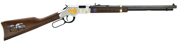 Picture of  Henry H004ems Golden Boy Ems Tribute Edition 22 Lr, 16 Lr/21 Short, 20" Blued 20" Octagon Steel Barrel,  Nickel-Plated Steel Engraved Receiver, American Walnut Stock Engraved, Right Hand