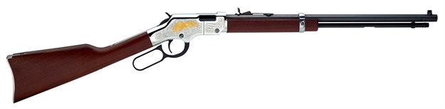 Picture of  Henry H004ge Golden Eagle  Full Size 22 Short, 22 Long, 22 Lr, 16 Lr/21 Short 20" Blued Octagon Barrel, Nickel-Plated Metal Finish, American Walnut Stock Right Hand 619835016331