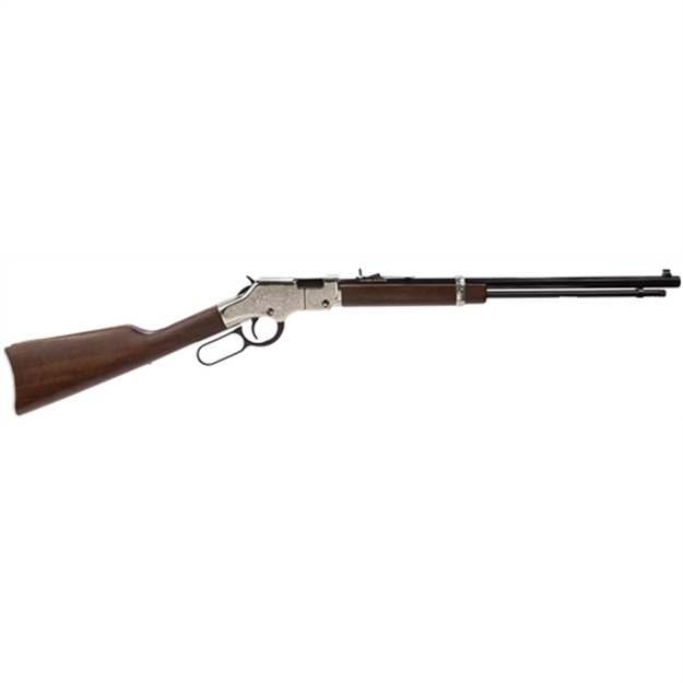 Picture of  Henry H004se Silver Eagle  Full Size 22 Short/ 22 Long/ 22 LR (16 Lr/21 Short) 20" Blued Barrel, Nickel-Plated Metal Finish, American Walnut Stock Right Hand 619835016195