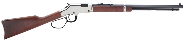 Picture of  Henry H004sl Golden Boy Silver Large Loop 22 Short, 22 Long OR 22 LR Caliber With 16 Lr/21 Short Capacity, 20" Blued Barrel, Nickel-Plated Metal Finish & American Walnut Stock Right Hand (Full Size) 619835044037