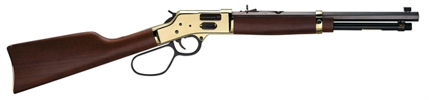 Picture of  Henry H006gr Side Gate Carbine 44 Mag/44 Special 7+1 16.50" Blued Octagon Barrel, Polished Brass Rec, American Walnut Stock, Adj. Sight, Large Loop Lever