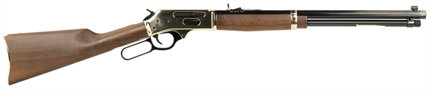 Picture of  Henry H009bg Side Gate  Full Size 30-30 Win 5+1 20" Blued Steel Barrel, Brass Polished Drilled & Tapped Brass Receiver, American Walnut Fixed Stock, Right Hand 619835090171