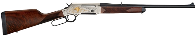 Picture of  Henry H014wl308 Long Ranger Wildlife Full Size 308 Win 4+1 20" Blued Steel Barrel, Engraved Nickel-Plated W/24K Gold Inlay Steel Receiver, American Walnut Stock Right Hand