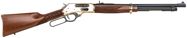 Picture of Henry H0244570 Side Gate  Full Size 45-70 Gov 5+1 19.80" Blued Steel Barrel, Polished Brass Receiver, American Walnut Stock Right Hand H024-4570 619835060471