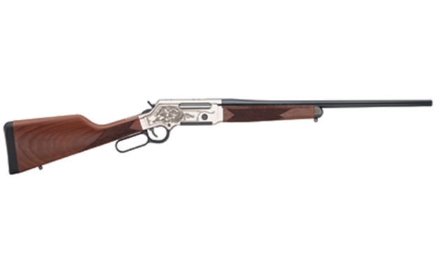 Picture of  Henry H014d223 Long Ranger Deluxe Full Size 223 Rem/5.56X45mm Nato 5+1 20" Blued Steel Barrel, Engraved Nickel-Plated W/24K Gold Inlay Steel Receiver, American Walnut Stock Right Hand