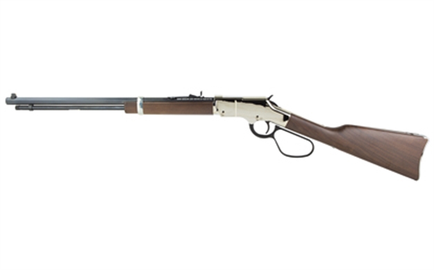 Picture of  Henry H004sl Golden Boy Silver Large Loop 22 Short, 22 Long OR 22 LR Caliber With 16 Lr/21 Short Capacity, 20" Blued Barrel, Nickel-Plated Metal Finish & American Walnut Stock Right Hand (Full Size) 619835044037