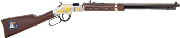 Picture of  Henry H004le Golden Boy Law Enforcement Tribute Lever Action 22 Short,Long,Lr 16 Lr/21 Short 20" Nickel Plated American Walnut Right Hand