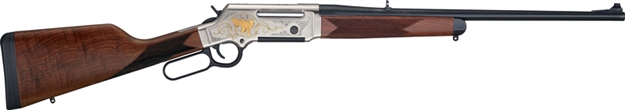 Picture of  Henry H014wl223 Long Ranger Wildlife Full Size 223 Rem/5.56X45mm Nato 5+1 20" Blued Steel Barrel, Engraved Nickel-Plated W/24K Gold Inlay Steel Receiver, American Walnut Stock Right Hand 619835300133