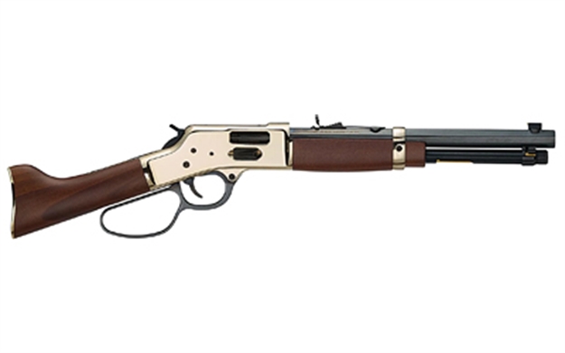 Picture of  Henry H006gmml Mare's Leg Side Gate 357 Mag/38 Special 5+1 12.90" Blued Octagon Barrel, Polished Hardened Brass Rec, American Walnut Furniture, Large Loop Lever, Adj. Sight 619835060792