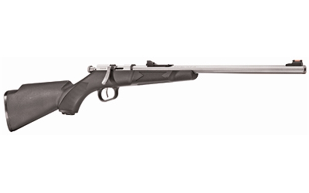 Picture of  Henry H005 Mini Bolt Youth 22 Short/ 22 Long/ 22 LR 1Rd 16.25" Stainless Steel Barrel & Receiver, Fiber Optic Front & Rear Sights, Black Synthetic Stock Right Hand