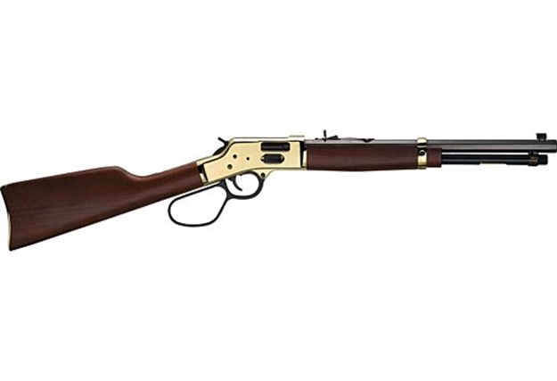 Picture of  Henry H006gr Side Gate Carbine 44 Mag/44 Special 7+1 16.50" Blued Octagon Barrel, Polished Brass Rec, American Walnut Stock, Adj. Sight, Large Loop Lever 619835060679