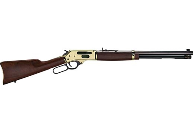Picture of  Henry H009bg Side Gate  Full Size 30-30 Win 5+1 20" Blued Steel Barrel, Brass Polished Drilled & Tapped Brass Receiver, American Walnut Fixed Stock, Right Hand