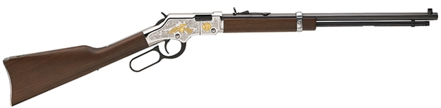 Picture of  Henry H004sat Golden Boy 2Nd Amendment Tribute 22 Short,Long,Lr 16 Lr/21 Short 20" Nickel Plated American Walnut Right Hand
