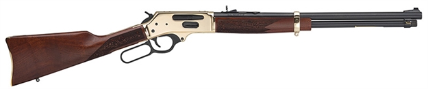 Picture of Henry H0244570 Side Gate  Full Size 45-70 Gov 5+1 19.80" Blued Steel Barrel, Polished Brass Receiver, American Walnut Stock Right Hand H024-4570 619835060471