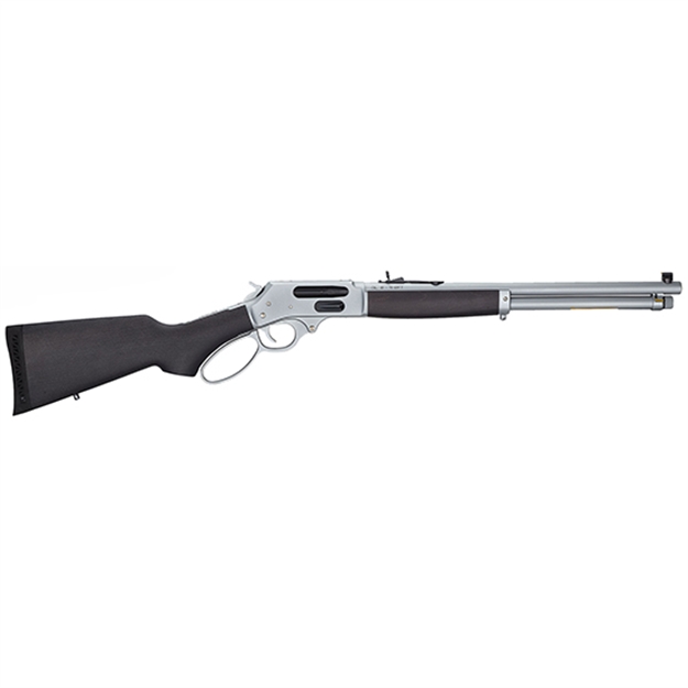 Picture of  Henry H010gaw Side Gate All Weather Full Size 45-70 Gov 4+1 18.43" Hard Chrome Plated Steel Barrel, Satin Hard Chrome Steel Receiver, Stained Hardwood Stock Right Hand