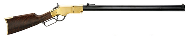 Picture of  Henry H011c Original  Full Size 45 Colt (Long Colt) 13+1 24.50" Blued Octagon Barrel, Polished Brass Receiver, Fancy American Walnut Wood Stock, Brass Buttplate/Pad Right Hand