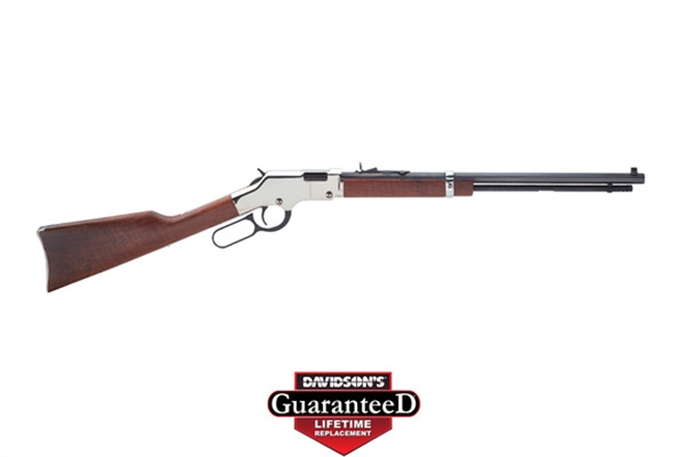 Picture of  Henry H004sv Golden Boy Silver 17 Hmr Caliber With 11+1 Capacity, 20" Blued Barrel, Nickel-Plated Metal Finish & American Walnut Stock Right Hand (Full Size)