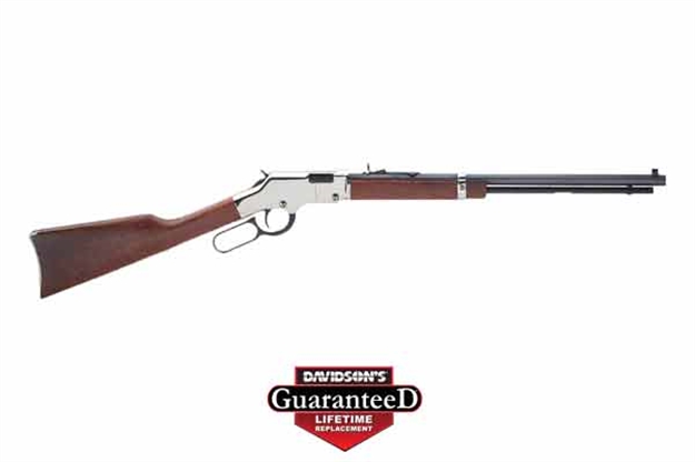 Picture of  Henry H004sm Golden Boy Silver 22 Wmr Caliber With 12+1 Capacity, 20" Blued Barrel, Nickel-Plated Metal Finish & American Walnut Stock Right Hand (Full Size)