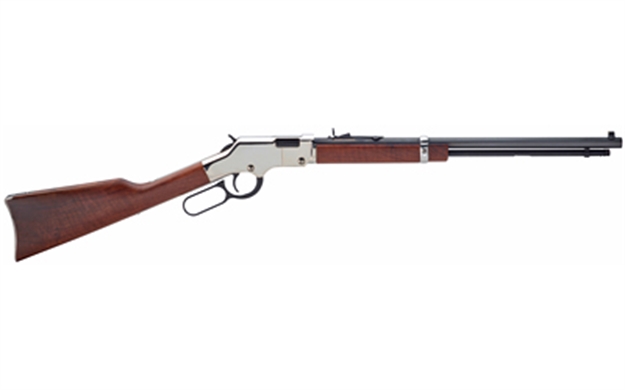 Picture of  Henry H004sm Golden Boy Silver 22 Wmr Caliber With 12+1 Capacity, 20" Blued Barrel, Nickel-Plated Metal Finish & American Walnut Stock Right Hand (Full Size) 619835016287