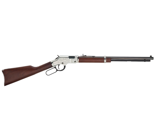 Picture of  Henry H004sev Silver Eagle  Full Size 17 Hmr 11+1 20" Blued Octagon Barrel, Nickel-Plated Steel Receiver, American Walnut Stock Right Hand 619835016317