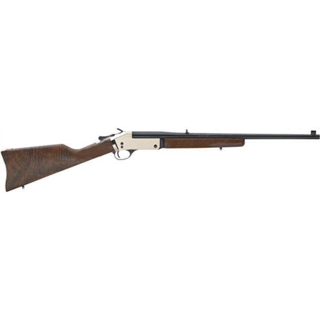Picture of  Henry H015b44 Single Shot  44 Rem Mag Caliber With 1Rd Capacity, 22" Blued Barrel, Polished Brass Metal Finish & American Walnut Stock, Right Hand (Full Size) 619835400123