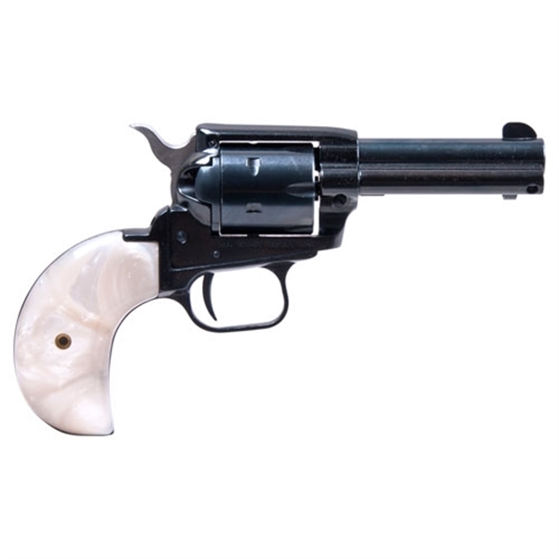 Picture of  Heritage Mfg Rr22mb3bhprl Rough Rider  22 LR 22 Wmr 6 Shot, 3.50" Black Steel Barrel, Black Zinc Alloy Frame, Black Cylinder, White Pearl Birdshead Grip, Hammer/Thumb Safety, Exposed Hammer 727962500132