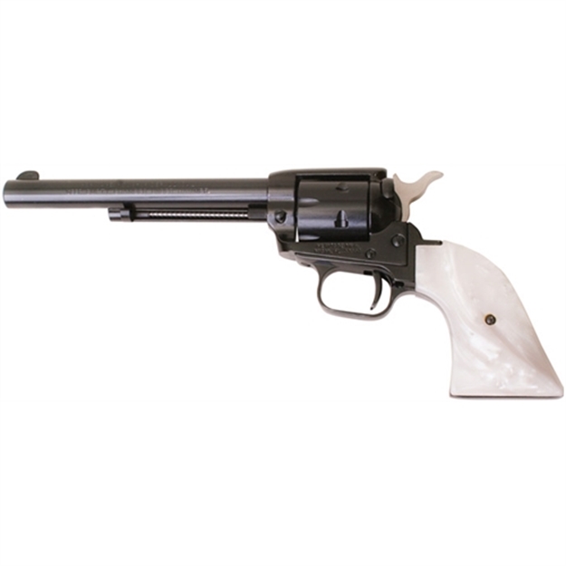 Picture of  Heritage Mfg Rr22mb6prl Rough Rider  22 LR 22 Wmr 6 Shot 6.50" Black Barrel, Cylinder & Frame, Altamont White Pearl Grips