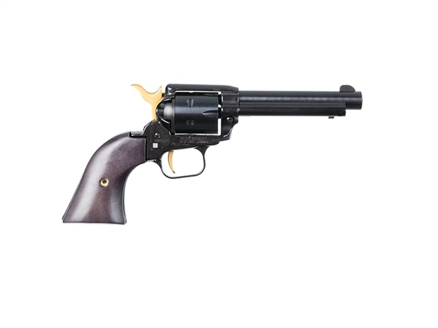 Picture of  Heritage Mfg Rr22b4-Gld Rough Rider  22 LR 6 Shot 4.75" Black Oxide Alloy Steel Barrel, Black W/Gold Accents Zinc Alloy Frame, Black Oxide Cylinder, Black Laminate Wood Grip 727962707098