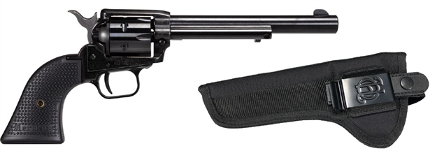 Picture of  Heritage Mfg Rr22b6pghol Rough Rider  22 LR 6 Shot, 6.50" Black Oxide Steel Barrel, Black Oxide Zinc Alloy Frame, Black Oxide Cylinder, Black Polymer Grip, Exposed Hammer 727962709276
