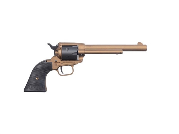 Picture of  Heritage Mfg Srr22a6 Rough Rider  22 LR 6 Shot, 6.50" Burnt Bronze Cerakote Steel Barrel & Frame, Black Satin Cylinder, Black Polymer Grip, Hammer/Thumb Safety, Exposed Hammer