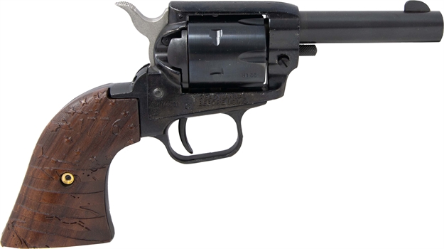Picture of  Heritage Mfg Bk22b3wbrn35 Barkeep  22 LR 6 Shot, 3" Black Oxide Steel Barrel, Black Oxide Zinc Alloy Frame, Black Oxide Cylinder, Wood W/1776 Flag Engraved Grip, Hammer Block Safety, Exposed Hammer