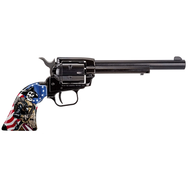 Picture of  Heritage Mfg Rr22b6css Rough Rider Independence Day 22 LR 6 Shot 6.50" Black Oxide Barrel, Frame & Cylinder, Custom Designed US Flag W/Soldier Grips