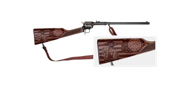 Picture of  Heritage Mfg Br226b16hswb15 Rough Rider Rancher 22 LR 6Rd 16", Blued Barrel/Rec, Independence Day Engraved Walnut Stock, Leather Sling Included 727962708897