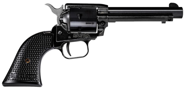 Picture of  Heritage Mfg Rr22mb4pg Rough Rider  22 Lr/22 Wmr 6 Shot, 4.75" Black Steel Barrel, Black Cerakote Zinc Alloy Frame, Black Cerakote Cylinder, Black Polymer Grip, Hammer/Thumb Safety, Exposed Hammer