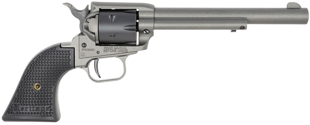 Picture of  Heritage Mfg Rr22c6 Rough Rider  22 LR 6 Shot. 6.50" Tungsten Gray Cerakote Steel Barrel & Frame, Black Satin Cylinder, Black Star Polymer Grip, Hammer/Thumb Safety, Exposed Hammer 727962707791