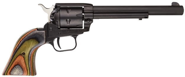 Picture of  Heritage Mfg Rr22mbs6 Rough Rider  22 Lr/22 Wmr 6 Shot, 6.50" Black Satin Steel Barrel, Black Satin Zinc Alloy Frame, Black Satin Cylinder, Camo Laminate Grip, Exposed Hammer
