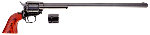 Picture of  Heritage Mfg Rr22mb16 Rough Rider  22 Lr/22 Wmr 6 Shot, 16" Black Steel Barrel, Black Zinc Alloy Frame, Black Cylinder Cocobolo Grip, Hammer/Thumb Safety, Exposed Hammer