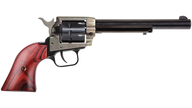 Picture of  Heritage Mfg Rr22999ch6 Rough Rider  22 LR 9 Shot, 6.50" Black Steel Barrel, Simulated Case Hardened Zinc Alloy Frame, Black Cylinder, Cocobolo Grip, Hammer/Thumb Safety, Exposed Hammer