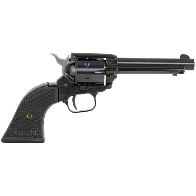 Picture of  Heritage Mfg Rr22b4pg Rough Rider  22 LR 6 Shot, 4.75" Black Steel Barrel, Black Cerakote Zinc Alloy Frame, Black Cerakote Cylinder, Black Polymer Grip, Hammer/Thumb Safety, Exposed Hammer