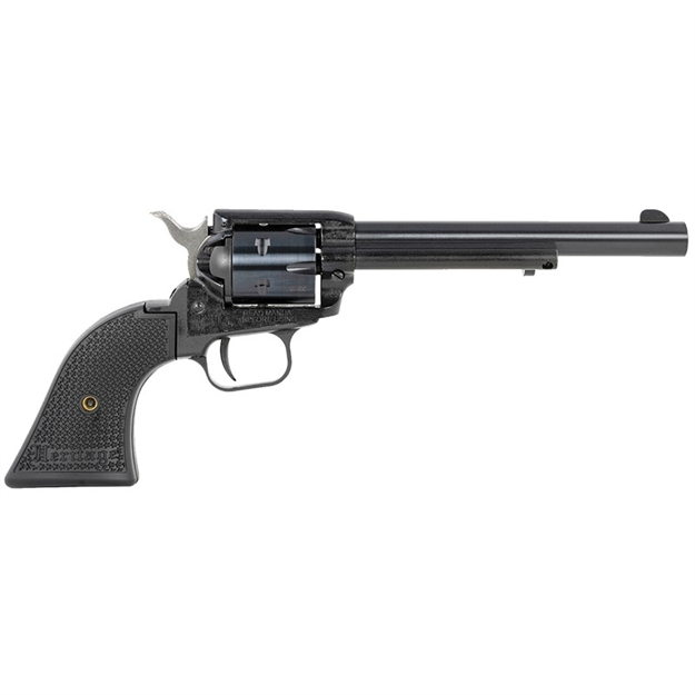 Picture of  Heritage Mfg Rr22b6pg Rough Rider  22 LR 6 Shot, 6.50" Black Steel Barrel, Black Zinc Alloy Frame, Black Cylinder, Black Polymer Grip, Hammer/Thumb Safety, Exposed Hammer