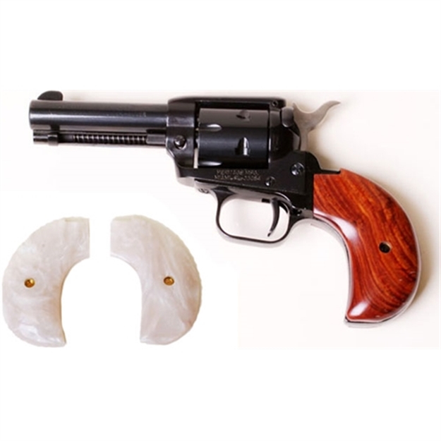 Picture of  Heritage Mfg Rr22mb3bhprl Rough Rider  22 LR 22 Wmr 6 Shot, 3.50" Black Steel Barrel, Black Zinc Alloy Frame, Black Cylinder, White Pearl Birdshead Grip, Hammer/Thumb Safety, Exposed Hammer