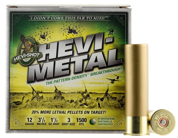 Picture of Hevishot Hevi-Metal Shotshell 12 Ga, 3-1/2 In, No. 3, 1-1/2 Oz, 1500 Fps, 25 Rnd Per Box