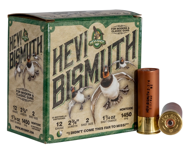 Picture of  Hevi-Shot Hs14702 Hevi-Bismuth  12Gauge 2.75" 1 1/4Oz Bismuth 2Shot 25 Per Box/10 Case 816383002308