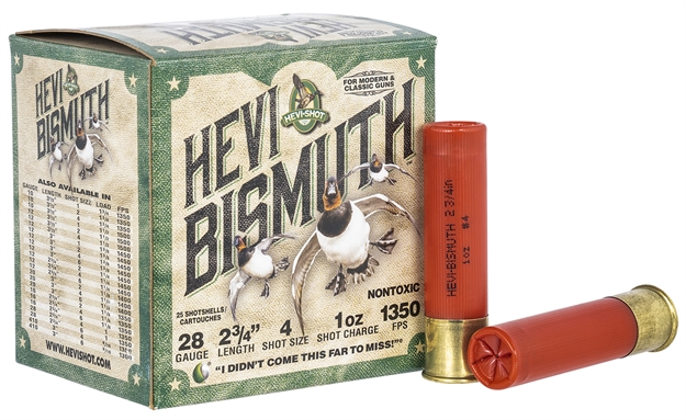 Picture of  Hevi-Shot Hs18704 Hevi-Bismuth  28Gauge 2.75" 1Oz Bismuth 4Shot 25 Per Box/10 Case 816383002582
