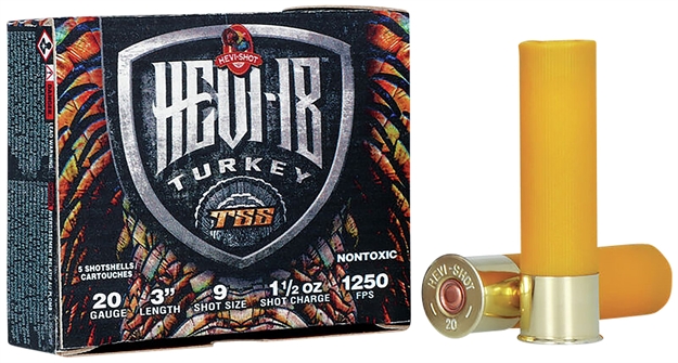 Picture of Hevishot(Environ Metal) Hevi 18 Tss Turkey Shotshell 20 Ga, 3", 1-1/2 Oz, #9, 1250 Fps, 5 Rnd 7009 816383003657